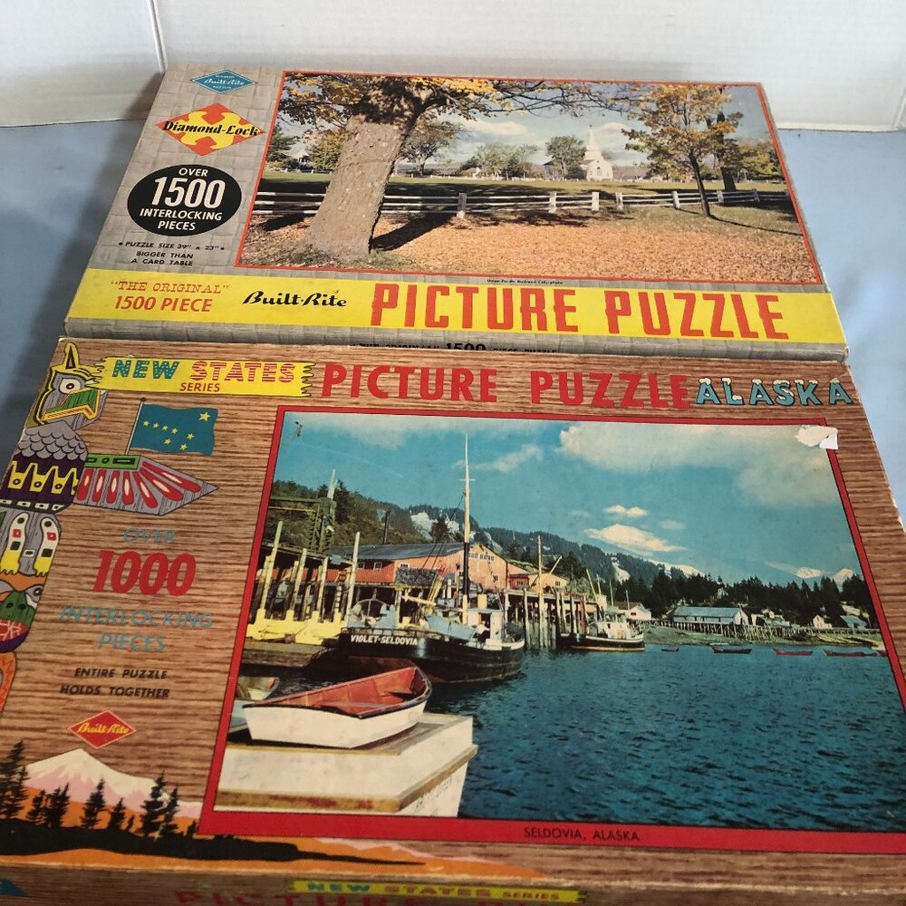 VINTAGE LOT of 2 Built Rite Puzzles Seldovia Alaska & Union Pacific Railroad F70